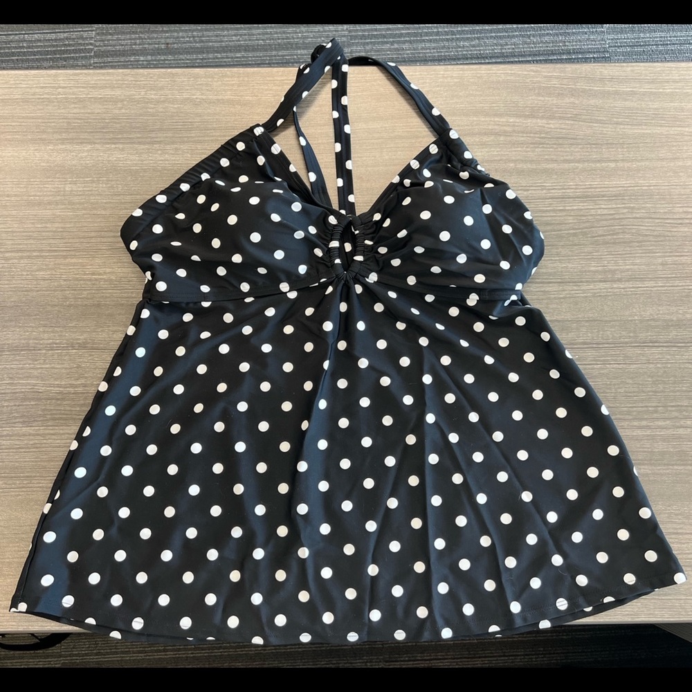 Like New Cocos Swim Size 16 Black with White Polka Dots Tankini
